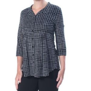 STYLE & CO Womens Black Roll Tab Sleeve Top